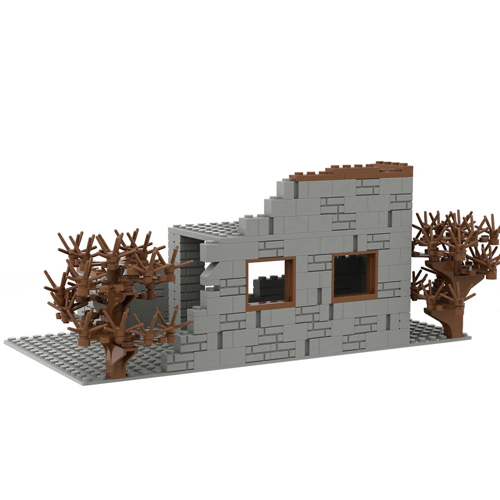 Blocs de Construction d'architecture militaire MOC WW2, ensemble de briques de Construction abandonnées pour champ de bataille pour garçons, passionné militaire