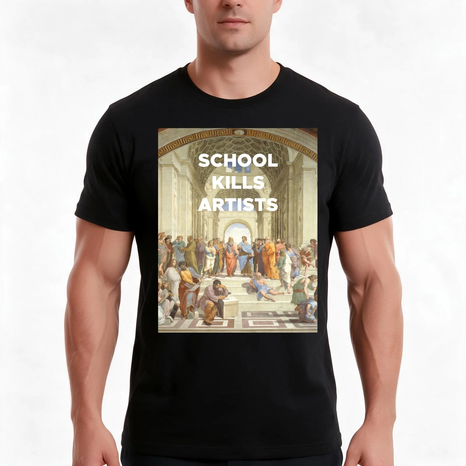 Raphael x School Kills Artists T-Shirt Summer Casual Cotton Tee Oversized Streetwear Tops Vintage Graphic Print 100% Cotton