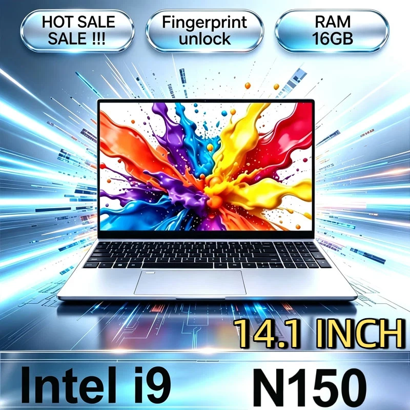 14.1 Office Study Computer Intel Core I9 N150 Ultraslim Fingerprint Unlock Laptop 16GB RAM 2TB SSD Windows 11 Gaming Laptops
