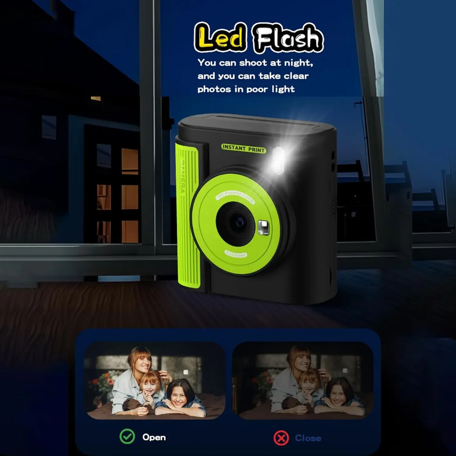 Print Camera 2 Inch Screen High Clear Digital Printer Inkless Thermal Printer with Paper, 32G Card Gifts for Girls and Boys