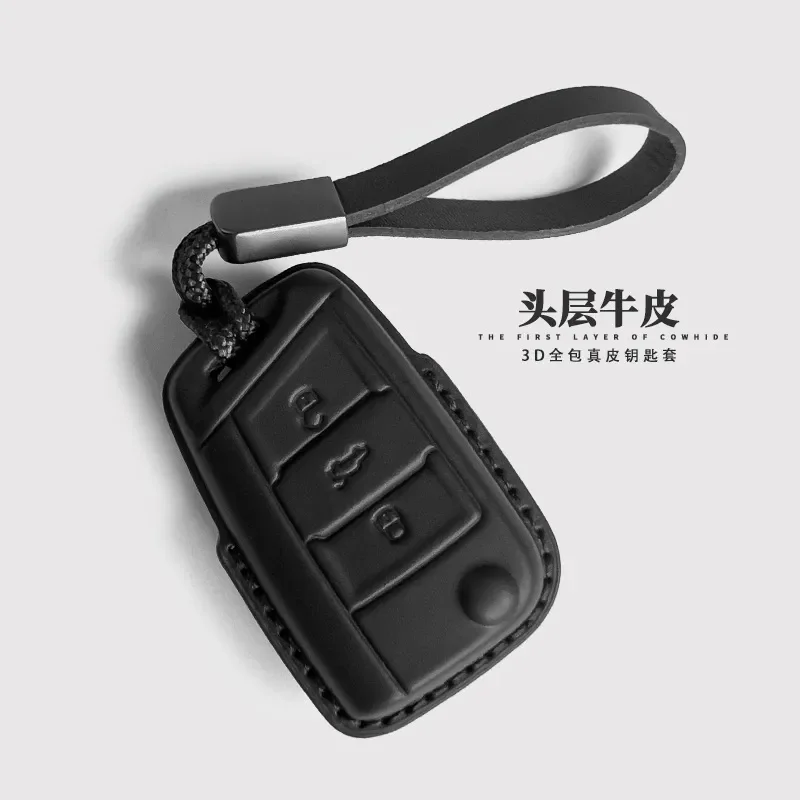 for Volkswagen Passat Tiguan L Magotan CC Sagitar Lavida Tayron Leather Car Key Case Cover with Key Ring