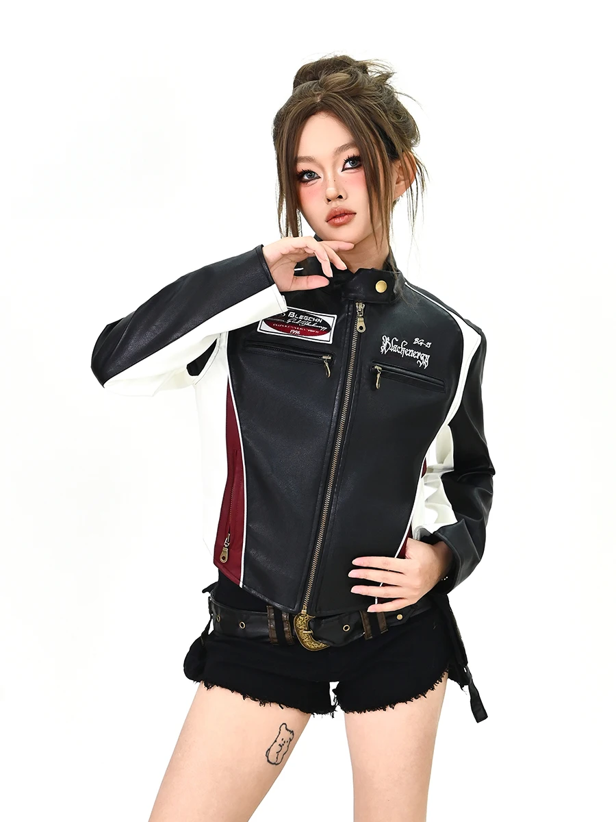 Giacca in Pelle PU da Donna Stile Street, Vestibilità Ampia, Collo Alto, Cappotto Corto, Tendenza Moda Primavera 2026, Stile Americano High Street