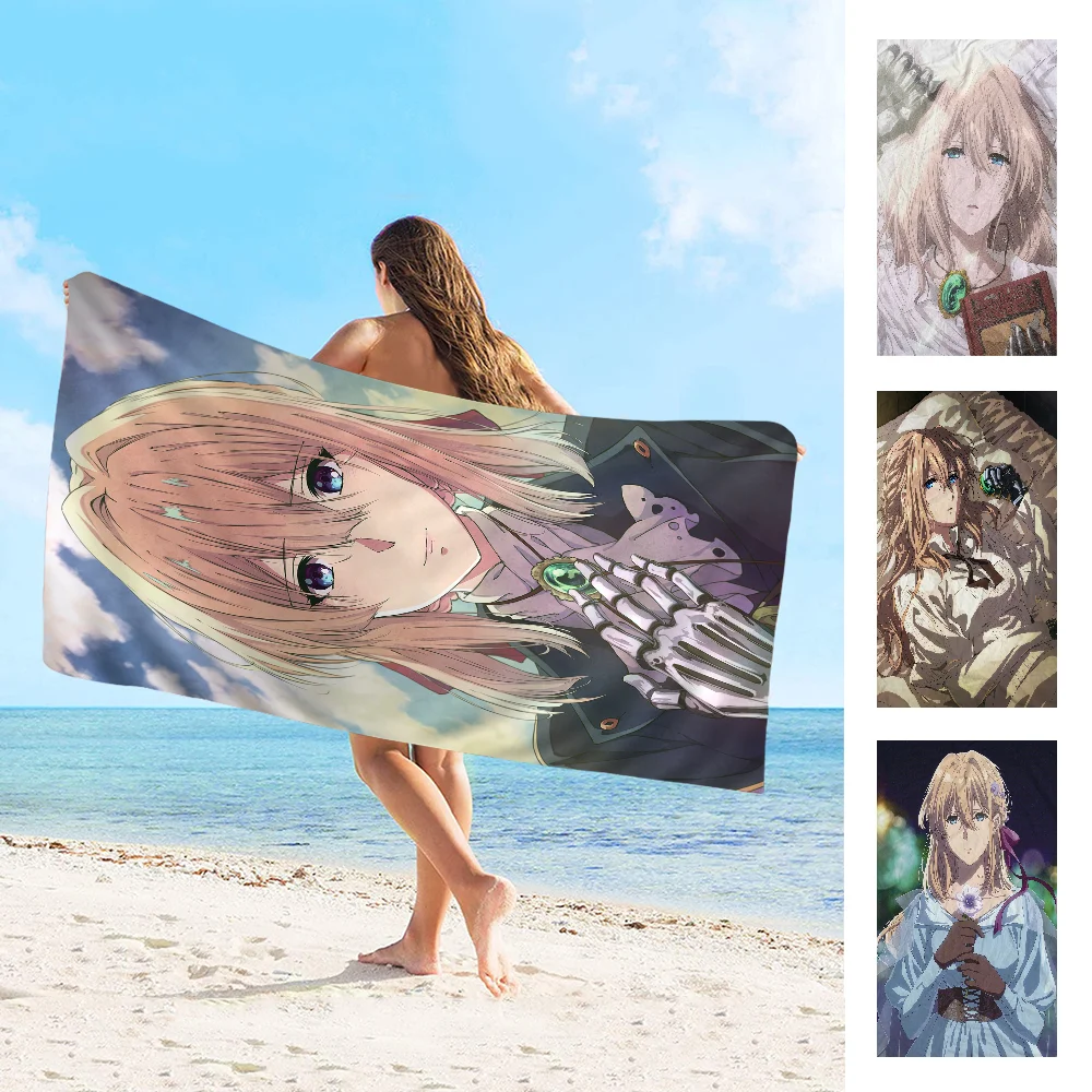 Violet Evergarden Bath Towel Microfiber Soft Water Absorbing Breathable For Girl Kids Decorative Cartoon Beach Towel