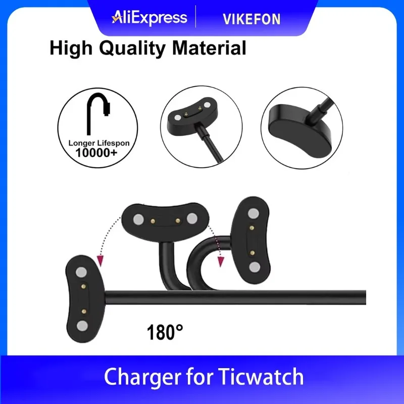 

High Quality Charger for Ticwatch Pro 5 Cord/ TicWatch E3/ Pro X/ Pro 3/ Pro3 LTE USB Charging Cable Smartwatch Accessories