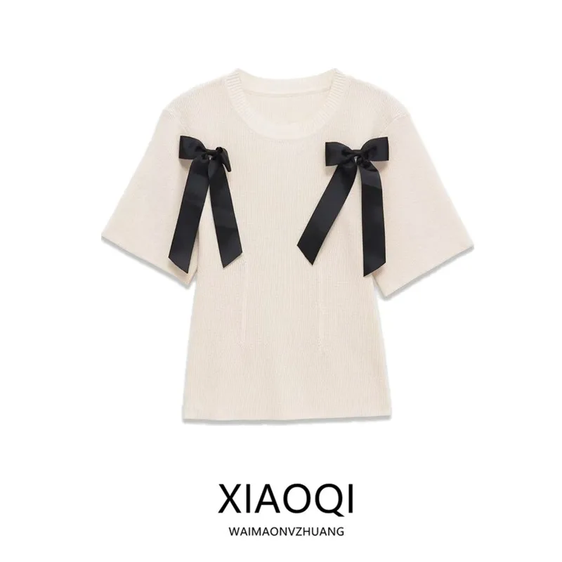 

Женский круглый топ Ne ort Sve с узлом, мягкий вязаный сладкий слэ, новое поступление на осень 2021.