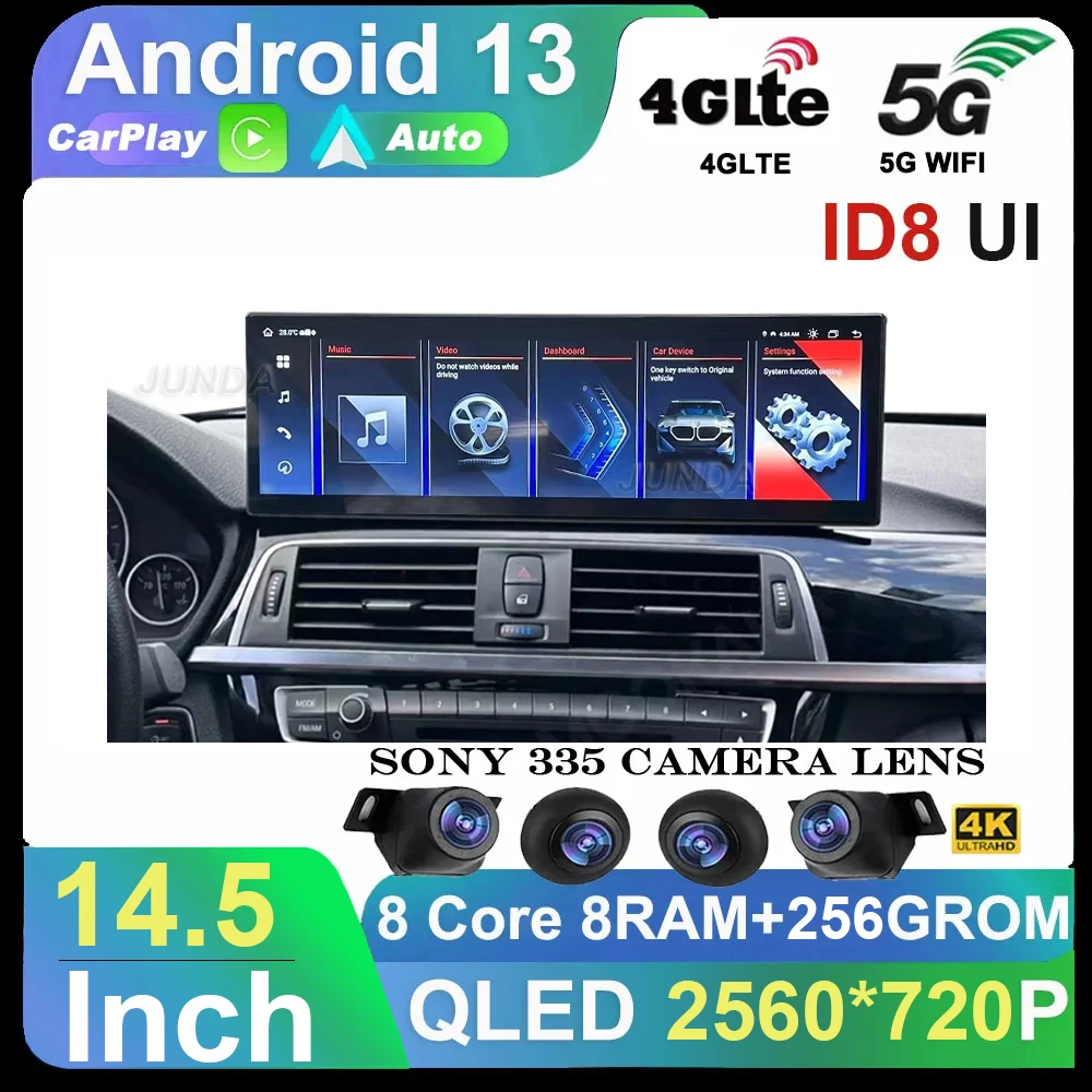 

14,5 дюймов Android 13 для BMW 3/4 серии F30 F31 F34 F32 F33 F36 NBT EVO система 2018 Carplay Авто радио GPS навигация Мультимедиа