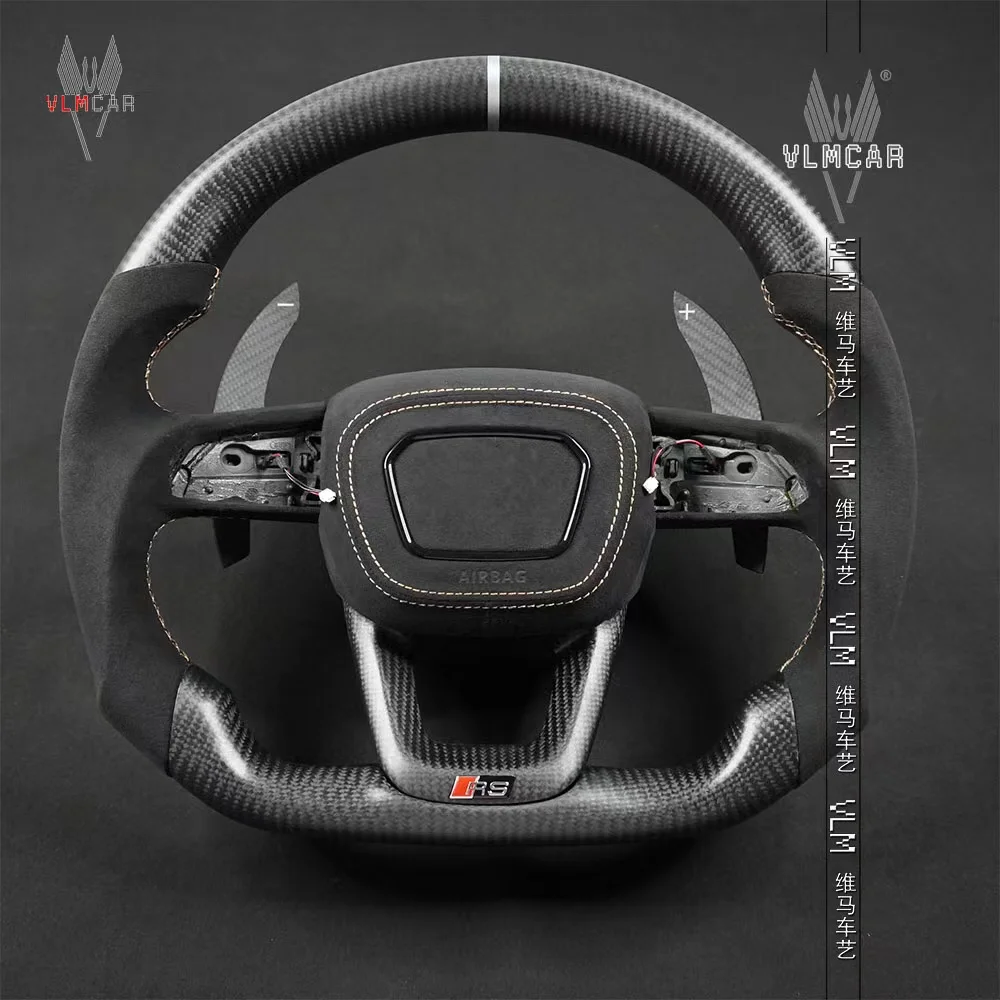 VLMCAR Carbon Fiber Steering Wheels For Audi RSQ3 Q5 SQ8 RS5 LED Light Support Private Customization For Any Models Auto Parts