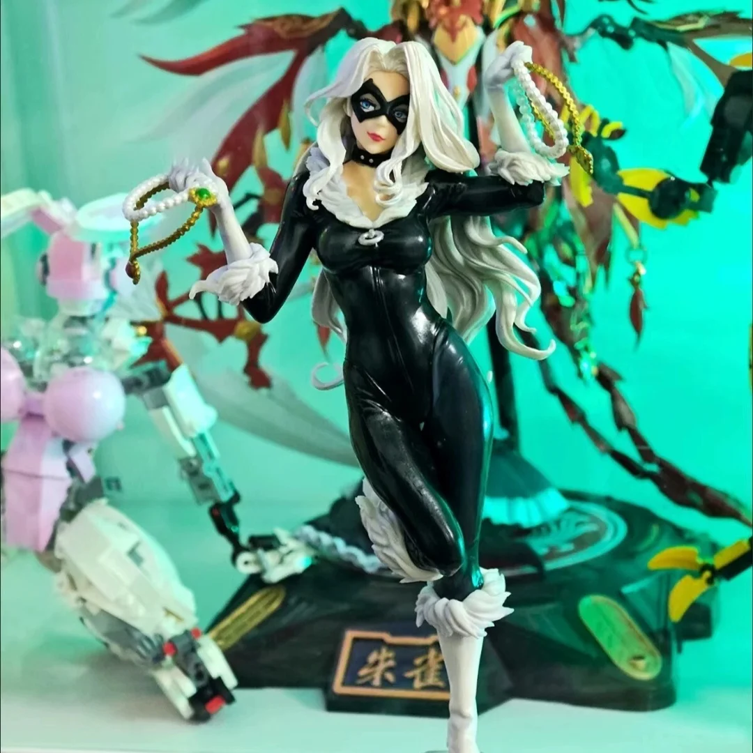 Marvel 25cm Bishoujo Statue Black Cat Pvc Action Figure Collectible Model Toy Display Doll Desktop Ornament Birthday Gift