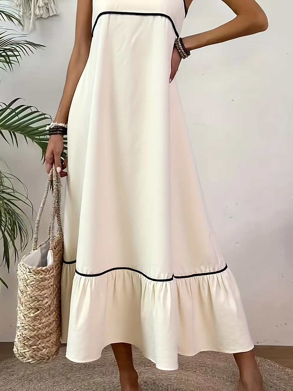 

Модный длинный платье на бретельках с поясом, сексуальный дизайн Bal, юбка трапециевидной формы с высокой талией, повседневная одежда, цвет No Sve