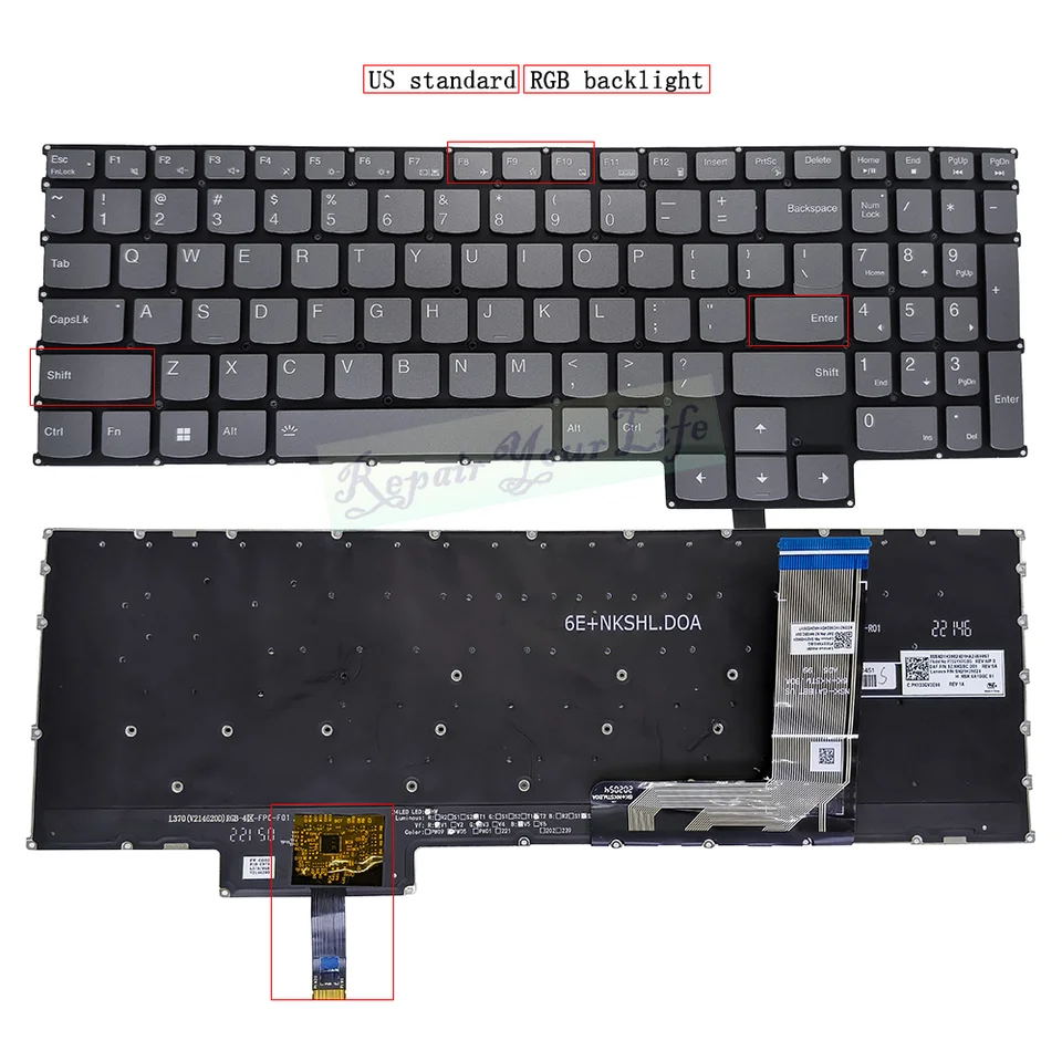 Lenovo用バックライト付きキーボード,RGBバックライト付きキーボード