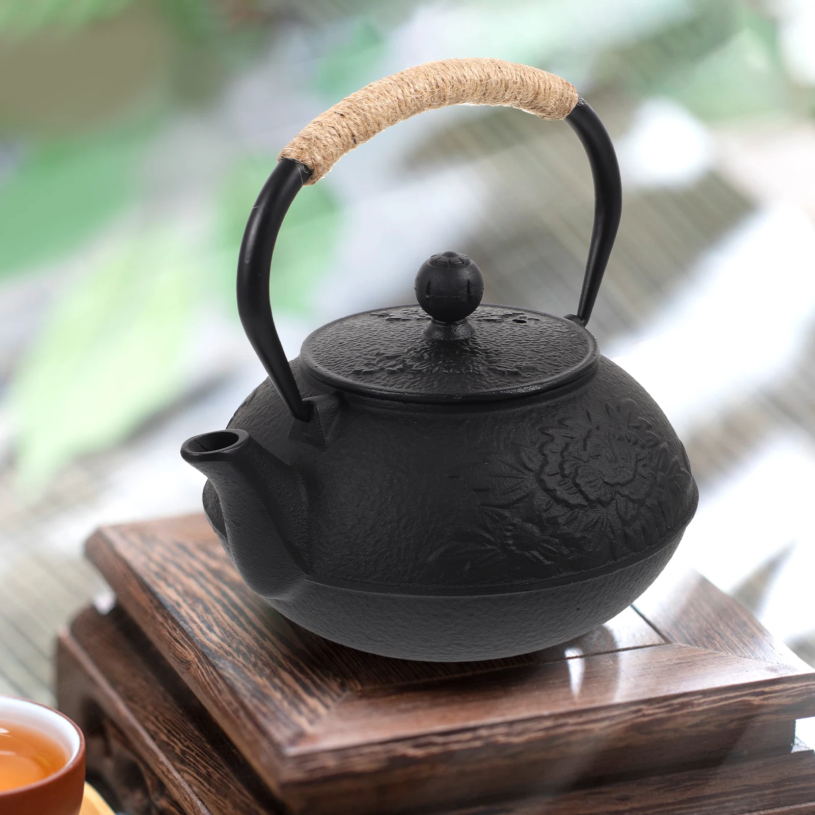 

Cast Iron Teapot Kettle for Stove Top Pots Kettles Water Stovetop Vintage Peony