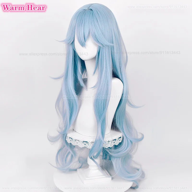 Anime OligSynthétique Ayanami Rei Cosplay Perruque pour Femme, Cheveux Bouclés Bl192.Longs, Perruques de ixd'Halloween, Bonnet, Degré de Chaleur, 100cm