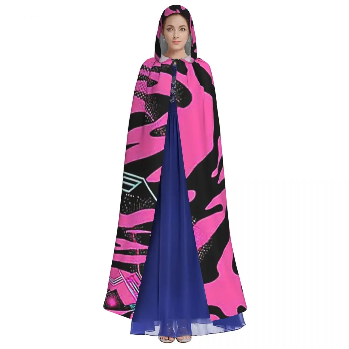 ストライプ迷彩フュージョン迷彩タイガーストライプロングフード付きマント魔女コスチュームコスプレケープハロウィンヴァンパイア大人ユニセックス