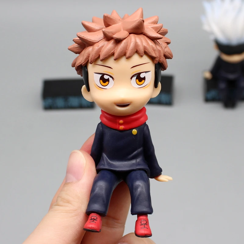 Gk Jujutsu Kaisen Q Version Sitting Posture Anime Figure Itadori Yuji Satoru Gojo Cartoon Model Desktop Ornaments Doll Gift