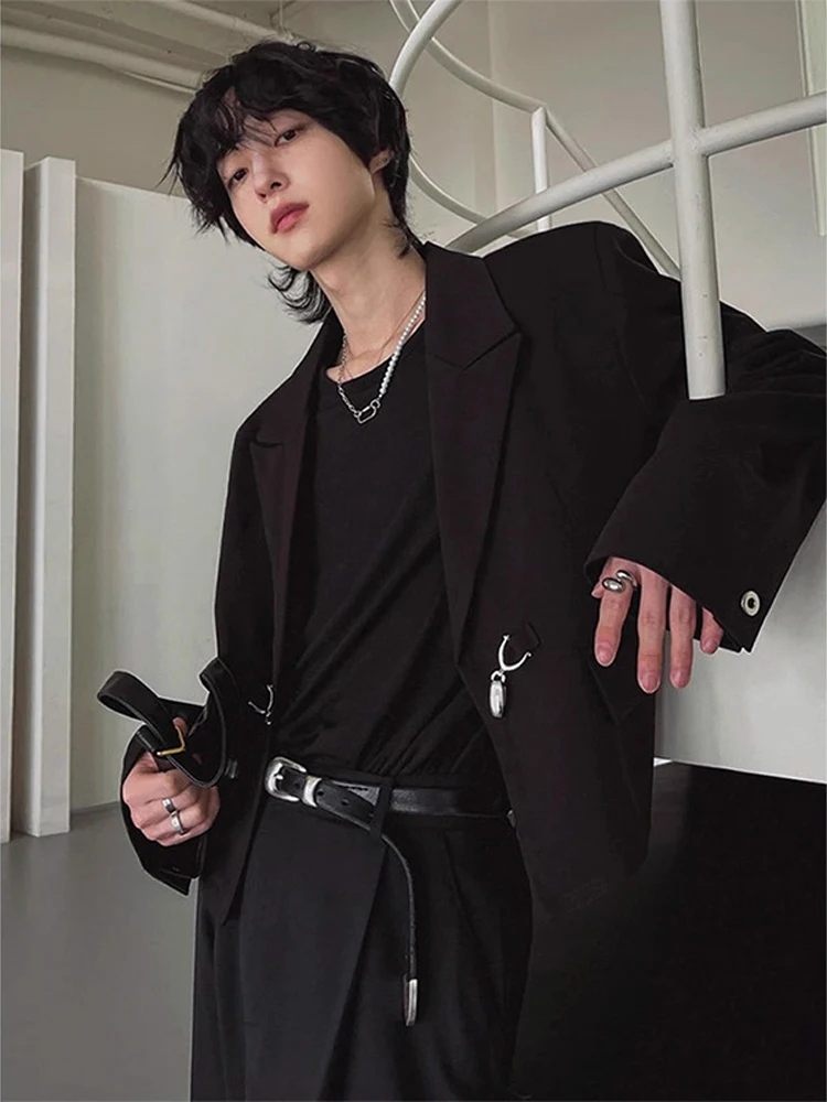 

Neapolitan Briti Sle Padded oulder Men's Suit Jaet Autumn Faion Model Casual High Waistcoat Long Sve Single Button