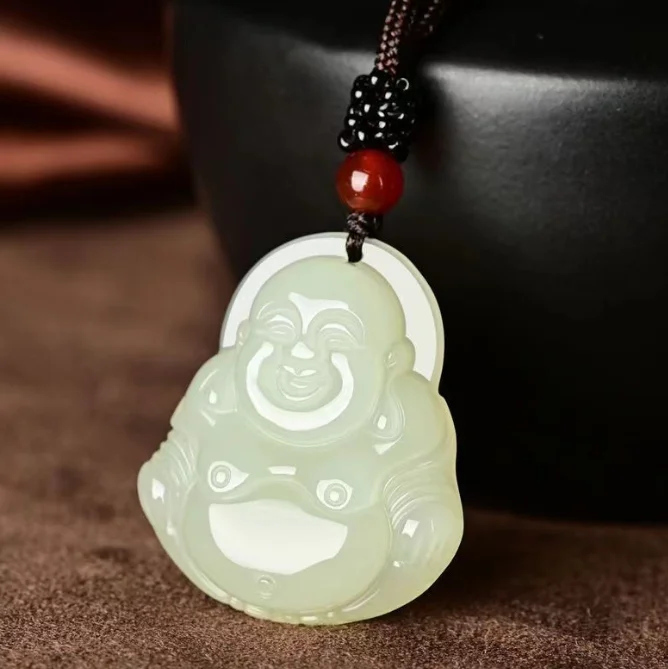 Jade Guanyin Pendant for Men and Women Couple Blue and White Jade Guanyin Necklace