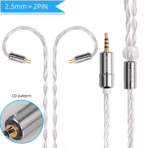 8core MMCX 2Pin 0.78mm A2DC Silver Plated Earphone Cable  3.5mm Balanced Headset Audio Jack Cable For SE315 SE425 LS50 LS70 E40 - Image 12