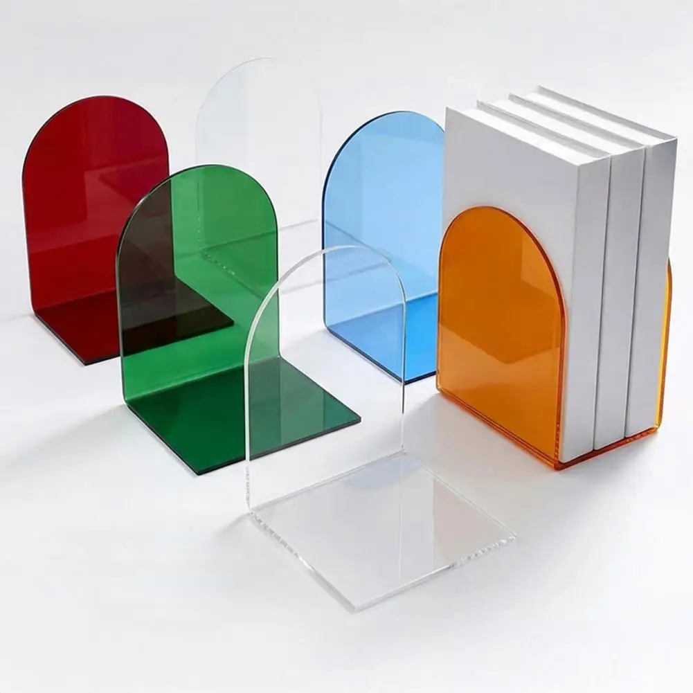 Minimalist Book Dividers for Study Acrylic Bookends for Shelves Acrylic Bookends Set Heavy Duty Decorative Book for Books