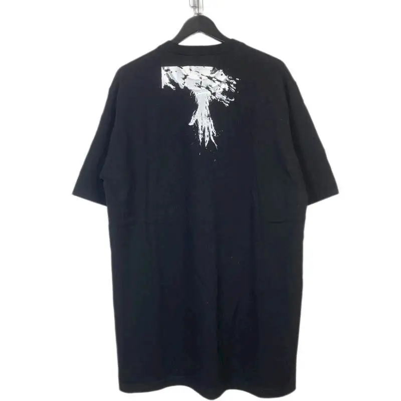 Cotton T-shirts for Women Men Dark Sickle Print Short Sleeve Tshirt Chain Pin and Claw Design Loose Top Personalized Hip Hop Tee