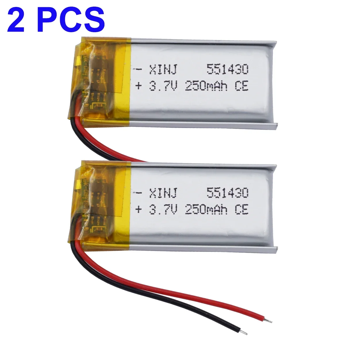 2Pcs 3.7V 250mAh 0.925Wh Rechargeable Replacement Li Lipo Battery 551430 For GPS Sat Nav MP3 MP4 Recording Pen Bluetooth Speaker