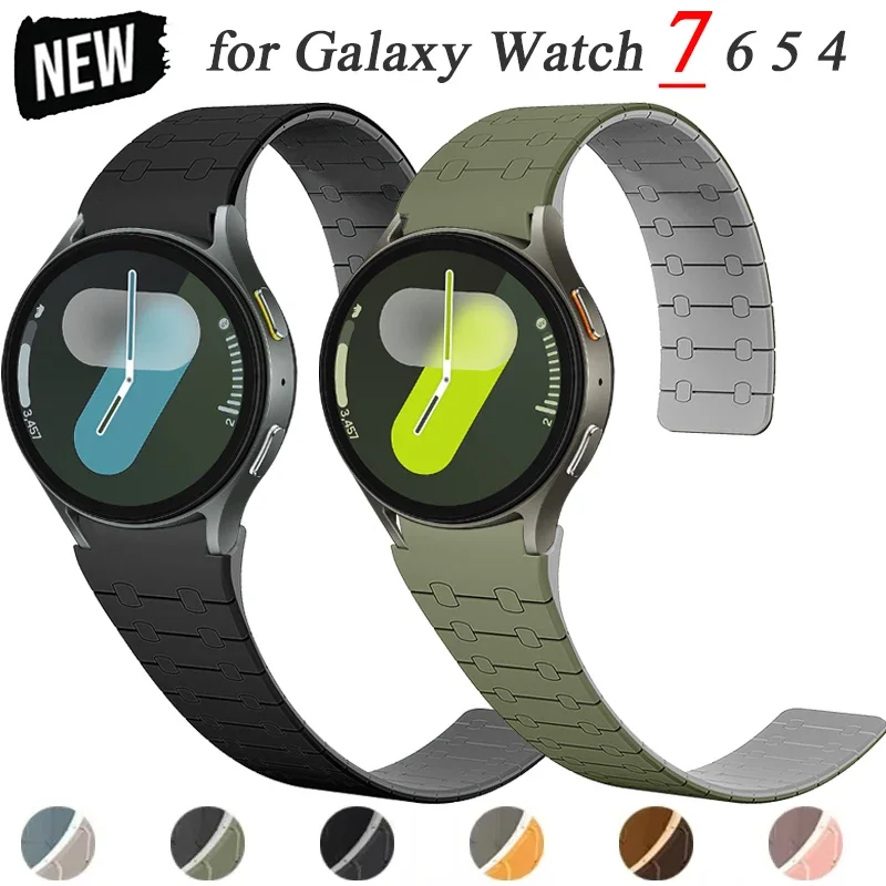 Correa magnética sin huecos para Samsung Galaxy Watch 7 6 5 4 40mm 44mm 5Pro 45mm pulsera de silicona para Galaxy 6Classic 43mm 47mm