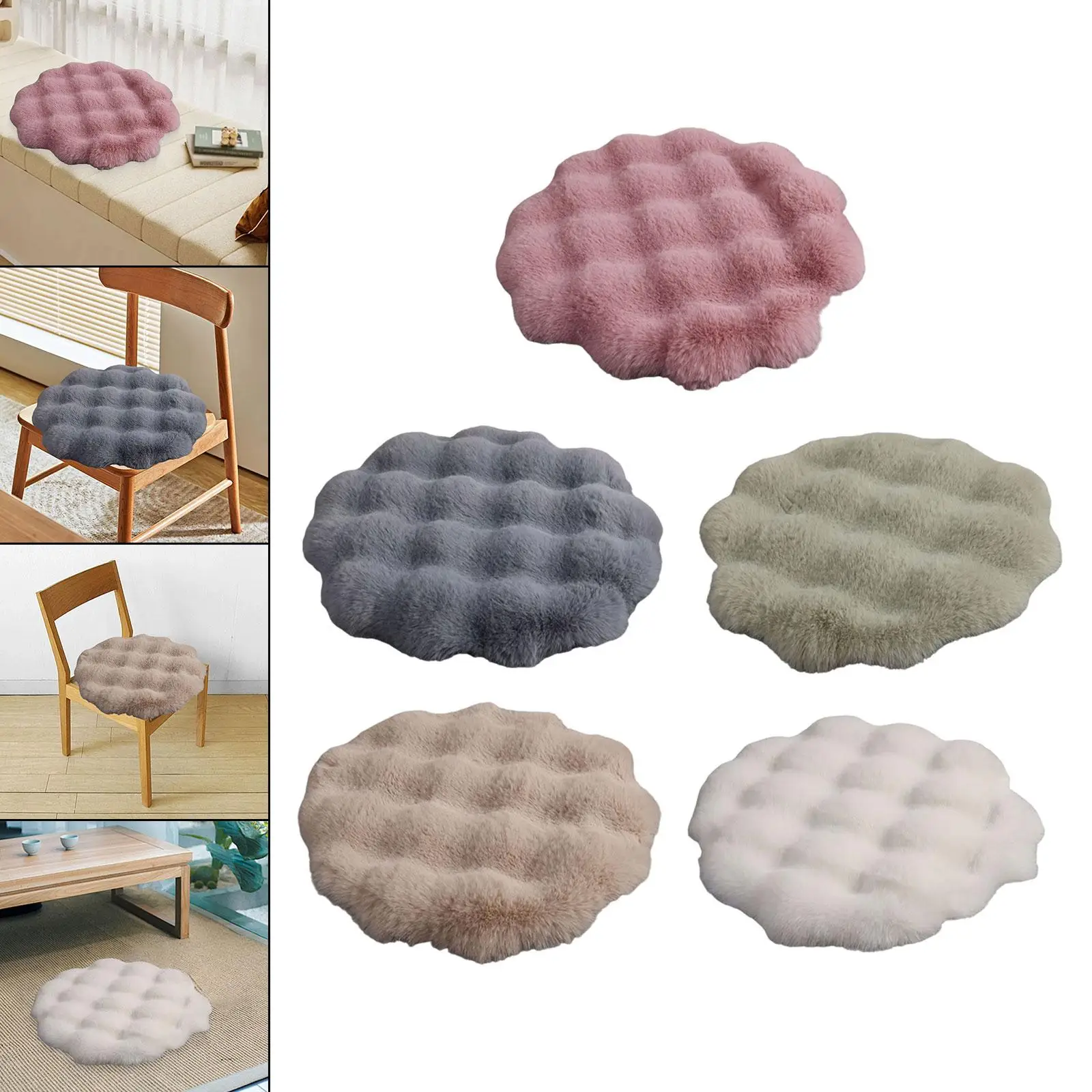 Plush Chair Pad Cozy Round Armchair Sofa Pad Dining Chair Seat Cushion Comfortable Anti Slip for Balcony Office Chairs 40cmx40cm
