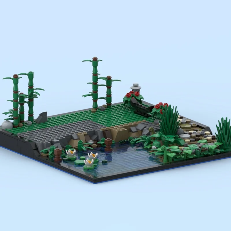 1354 قطعة MOC بيت الشاي الياباني بركة نموذج اللبنات العمارة تجميع هدية الكريسماس لتقوم بها بنفسك اللعب فكرة التعليم الاطفال #3