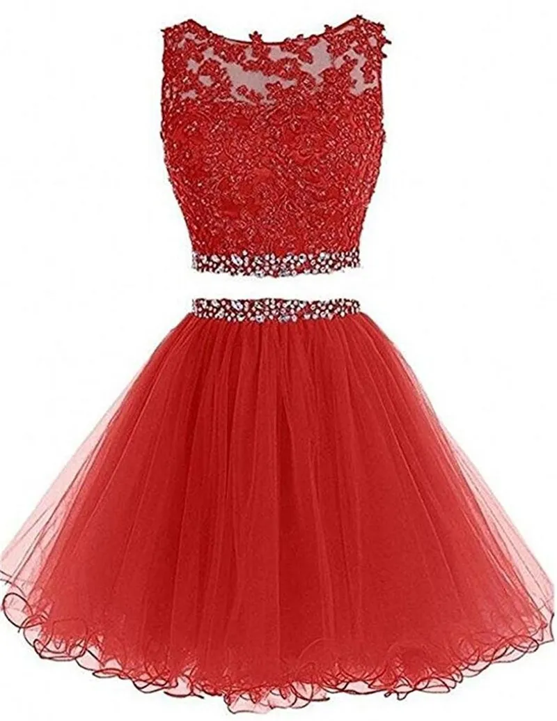 

GUXQD Two Pieces Homecoming Dresses Short Vestidos De Festa Formal Crystal Tulle Cinderella Princess Graduation Party Gowns