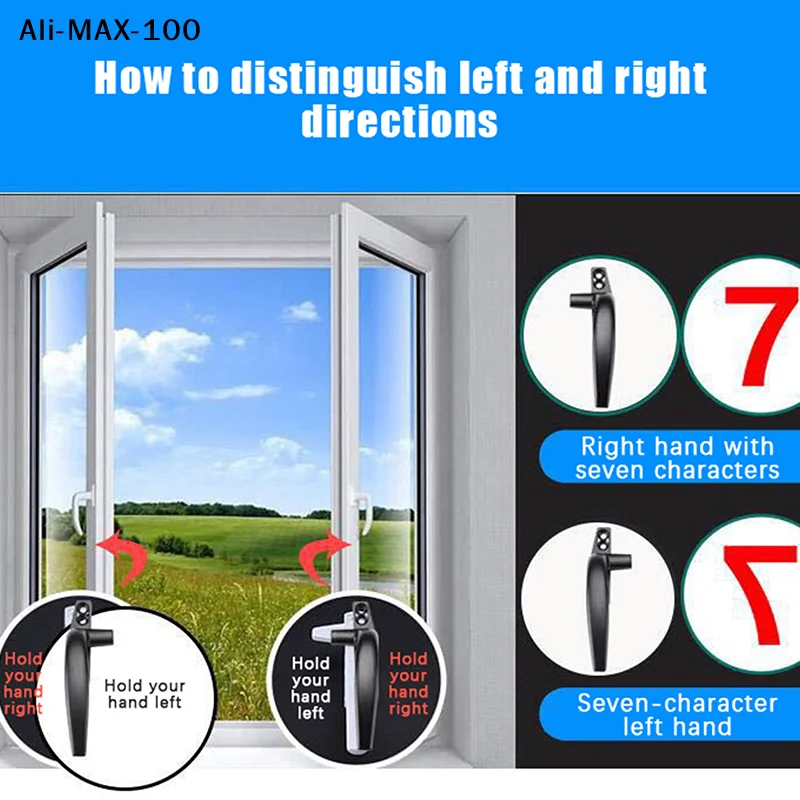 【Rw】Thickenin Aluminum Alloy Window Handle Push Out Swing Door And Window Single Point Handle Window Lock Seven Character Handl