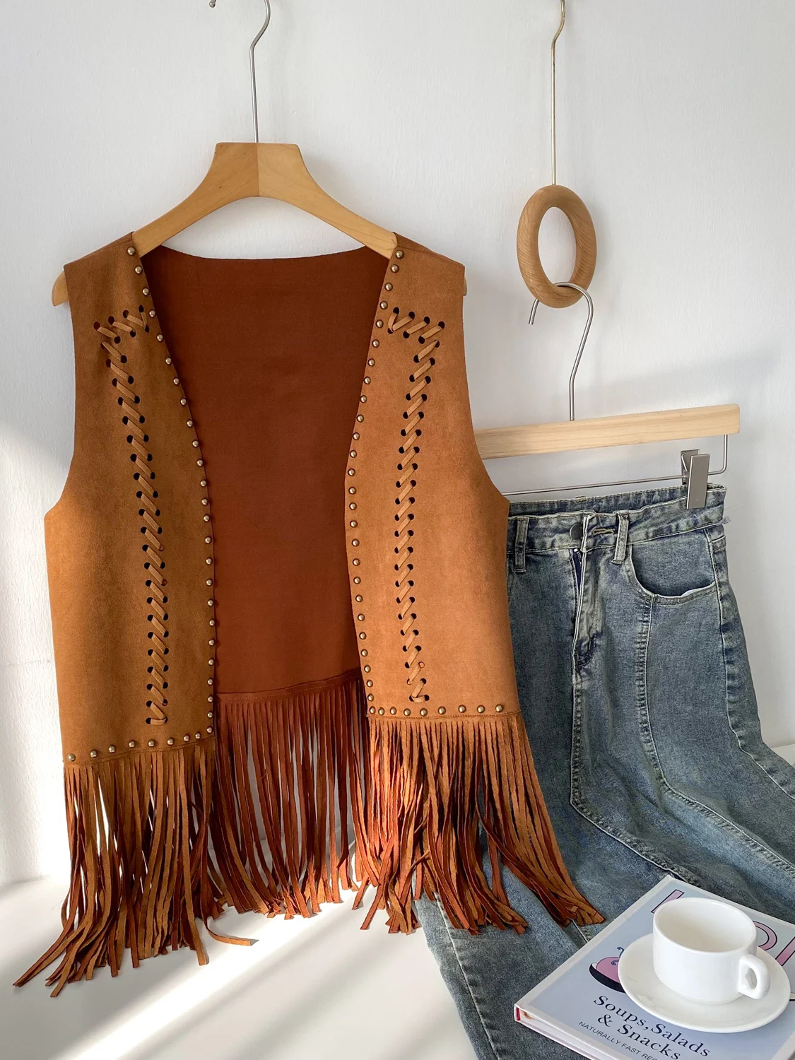 Vaion Sle Heavy Work Lemon Hollow Design Svel Vest da donna Faionable Nappa Or Top per i pendolari autunnali