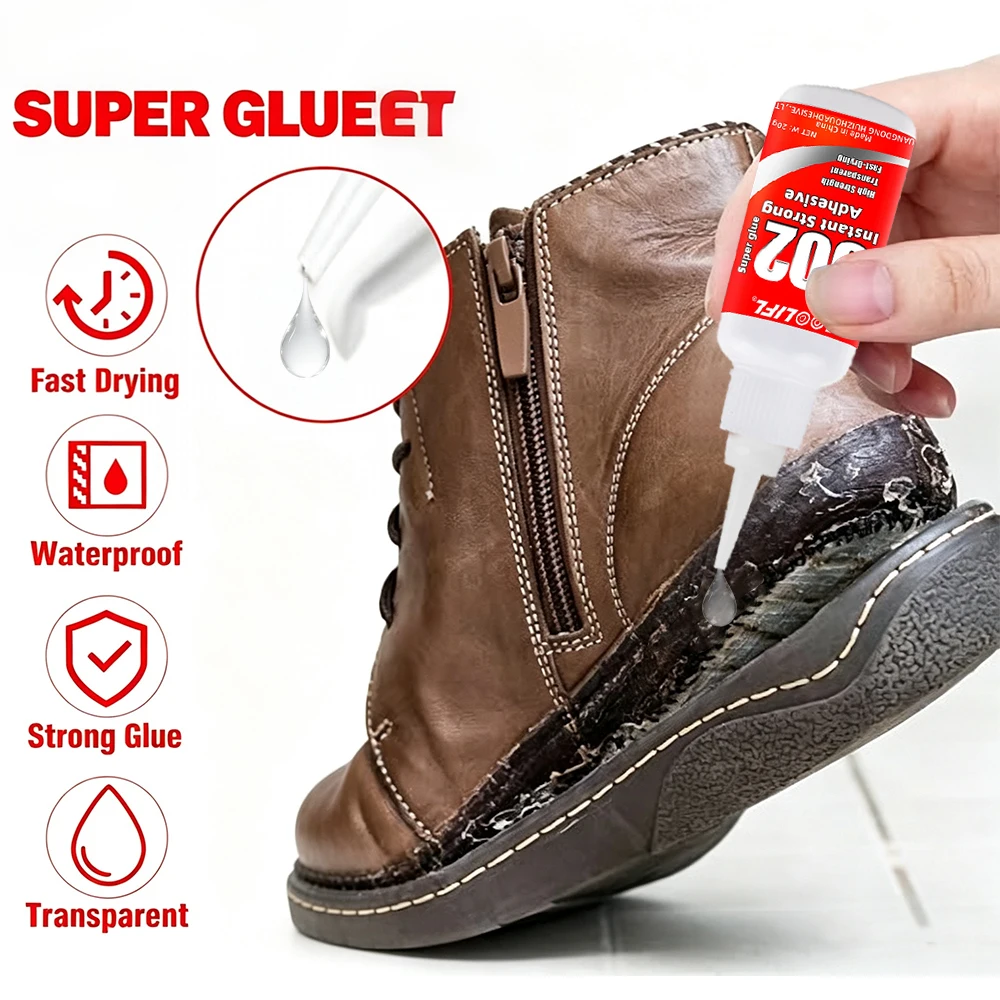 502 SuperGlue Instant Strong Adhesive Fast Drying Glue for Metal Plastic Rubber Wood Ceramic Multi‑Material Repair DIY Glue Tool
