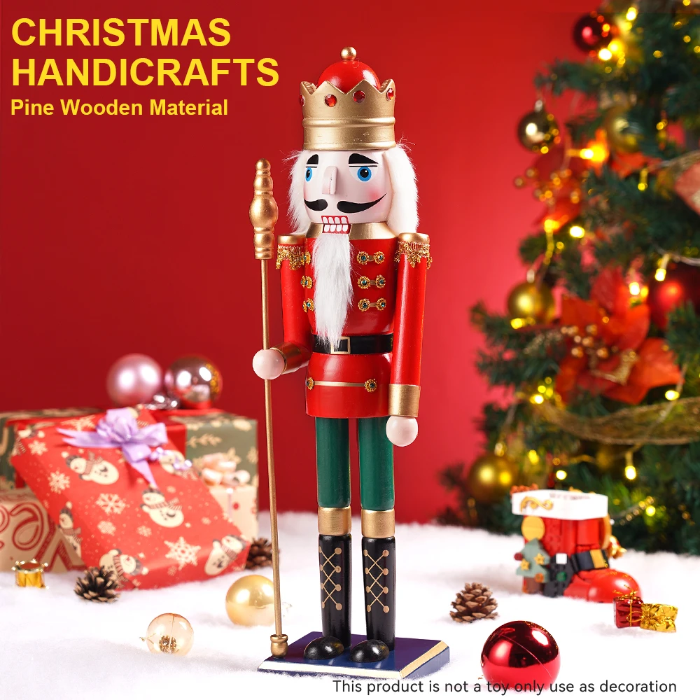 1Pcs 50CM Christmas Nutcracker scepter Cape King Christmas Decoration European Walnut puppet creative home decoration