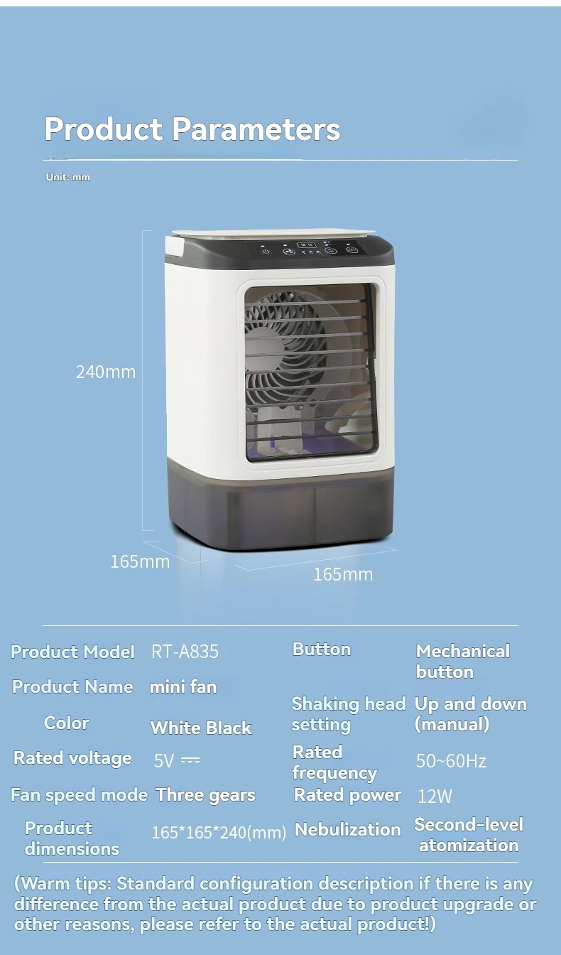 Mini USB Desktop Mist Fan Humidifying Air Cooler Portable Cooling Fan with Ice Box for Home Office Dormitory Use view 6