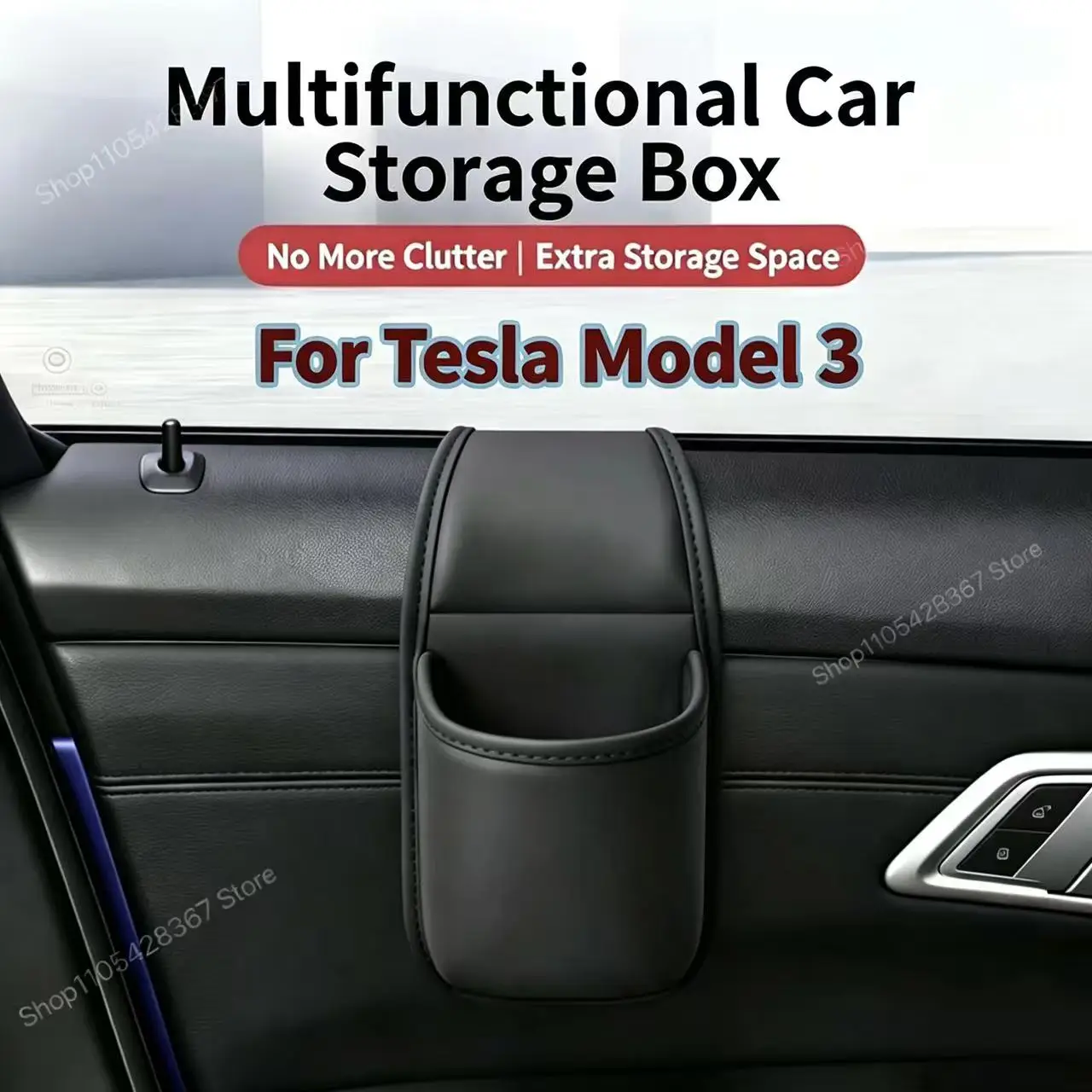 For Tesla Model 3 Car Door Side Storage Box, Embedded Car Organizer with Cup Holder, Beverage Storage Box & Car Trash Can