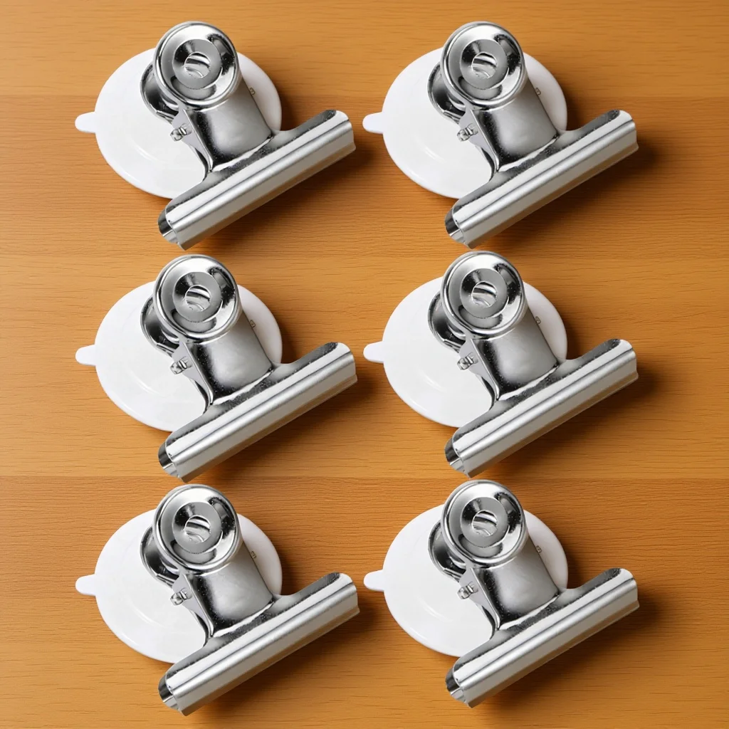 

6Pcs Round Suction Cup Clamp Holders Strong Plastic Reusable for Home Office Decoration Display Signs No Damage Easy Remove