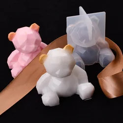 Molde de silicona de oso estéreo 3D DIY, molde de vela con forma de Animal, suministros de fabricación de jabón de yeso hechos a mano, pastel de Chocolate, huevo de conejo de Pascua