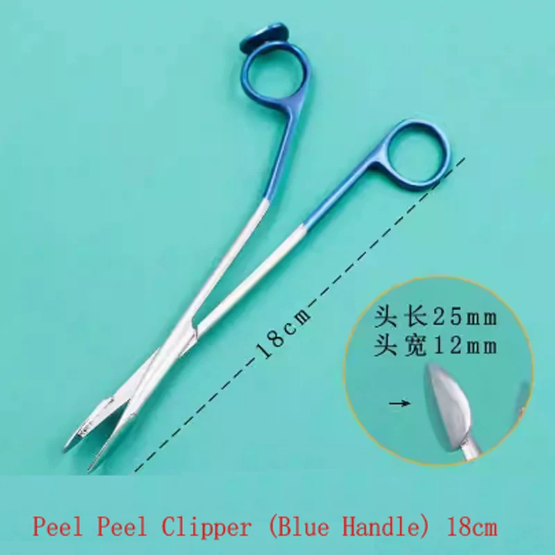 Stainless steel peeler, beauty and plastic surgery line carving surgical tool, facial lifting peeling scissors, blue handle peel