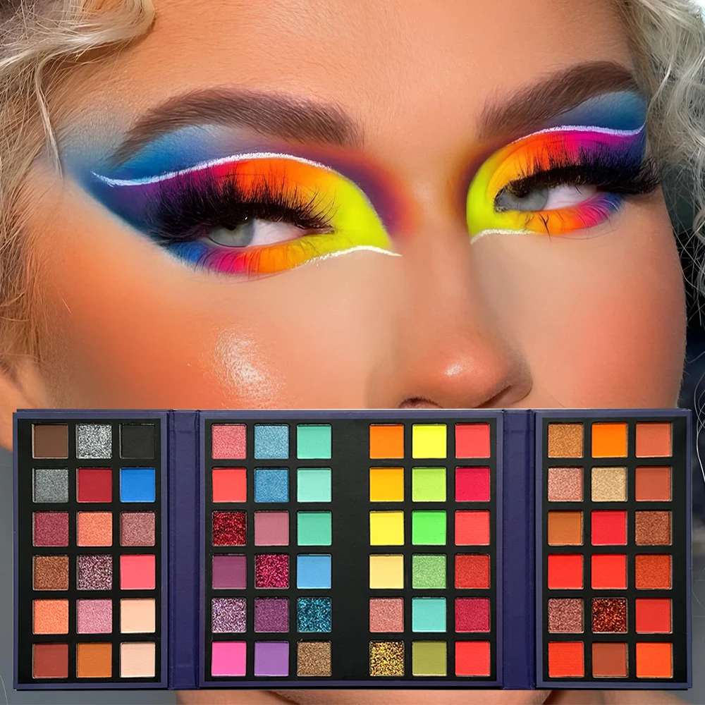 72 Colors Eyeshadow Palette with 8Pcs Makeup Brushes Matte Shimmer Glitter Bright Colorful Eye Shadow Makeup Kit for Party Stage