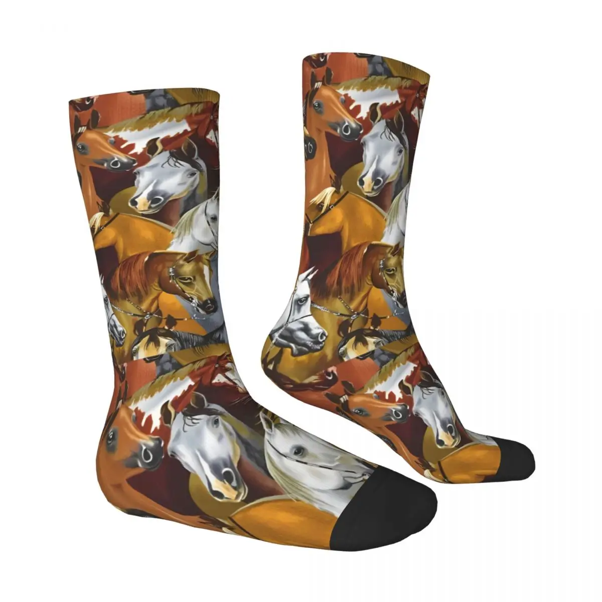 النفط اللوحة البرية الحصان جوارب الرسم جوارب بأشكال مضحكة الخريف عدم الانزلاق الجوارب للجنسين الرجال الرياضة في الهواء الطلق تنفس الجوارب
