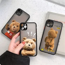 Teddy Bear Couple Cartoon Matte Phone Case For iPhone 13 Pro MAX 14 11 12 XS X XR 8 7 Plus Fashion Brand Shockproof  Hard Cover