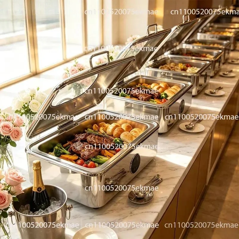 Commercial Kitchen Equipment 1/1 Stainless Steel Insulation Plate Buffet Set Food Insulator Buffet Plate Set