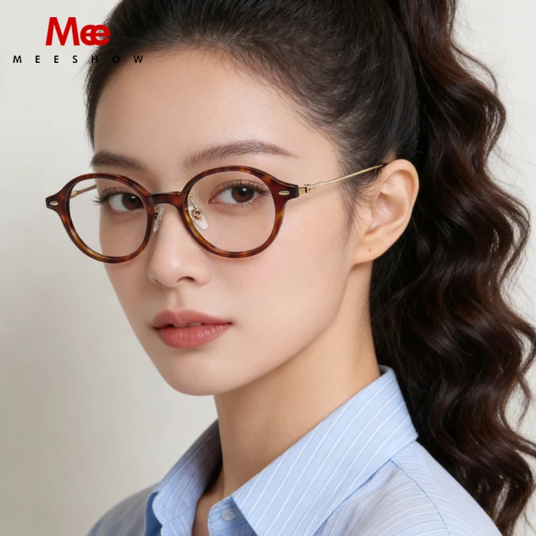 MEESHOW women's Acetate Myopia frame optical lenses grade glasses Prescription for Eyeglasse in trend anti-glare Anti blue light