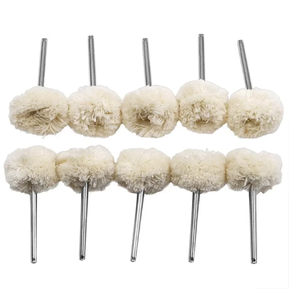 10pcs Dental Polishing Wool Wheel 2.35mm Shank 25mm Diameter Rotary Tool Cotton Polishing Brushes for Jewelry & Teeth Polishin