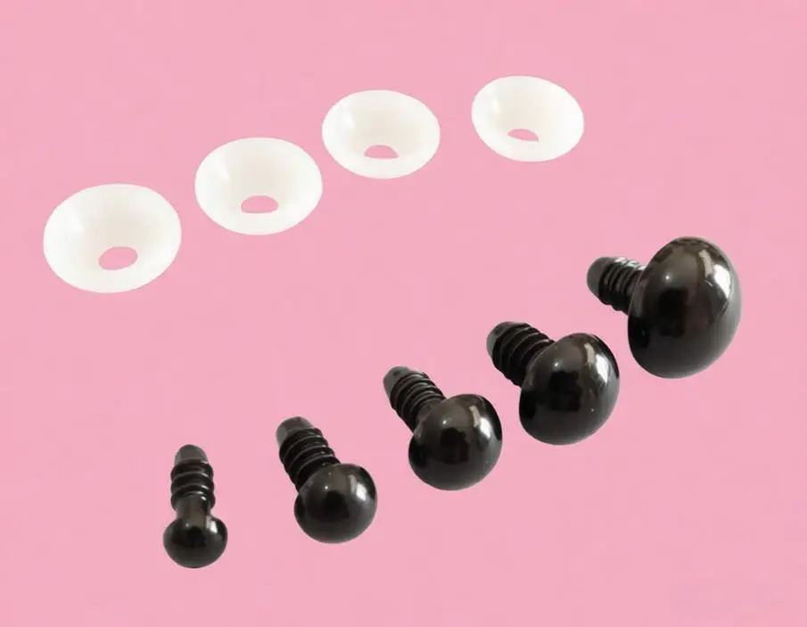 60-teiliges Set komplett schwarzer Spielzeugaugen mit Unterlegscheiben für DIY-Tierpuppen, 16mm-40mm, verschiedene Größen, Bastelzubehör – Detail 2