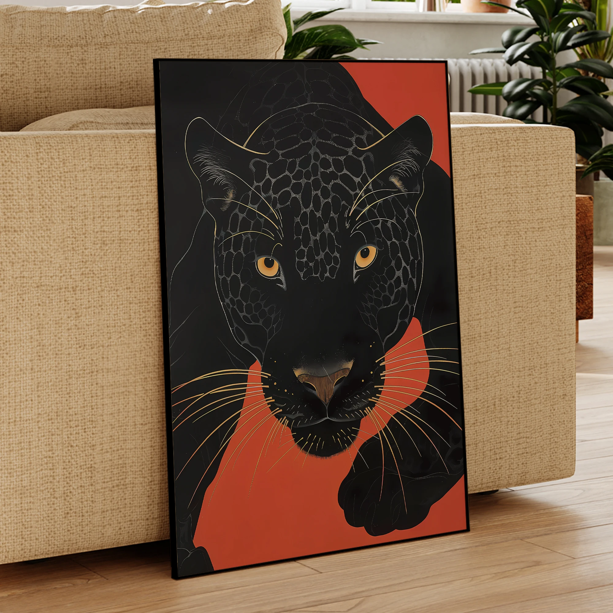 Modern Jaguar Animal Illustration Black Leopard Wall Art Prints Canvas Painting Poster Picture For Living Room Home Decor image 3