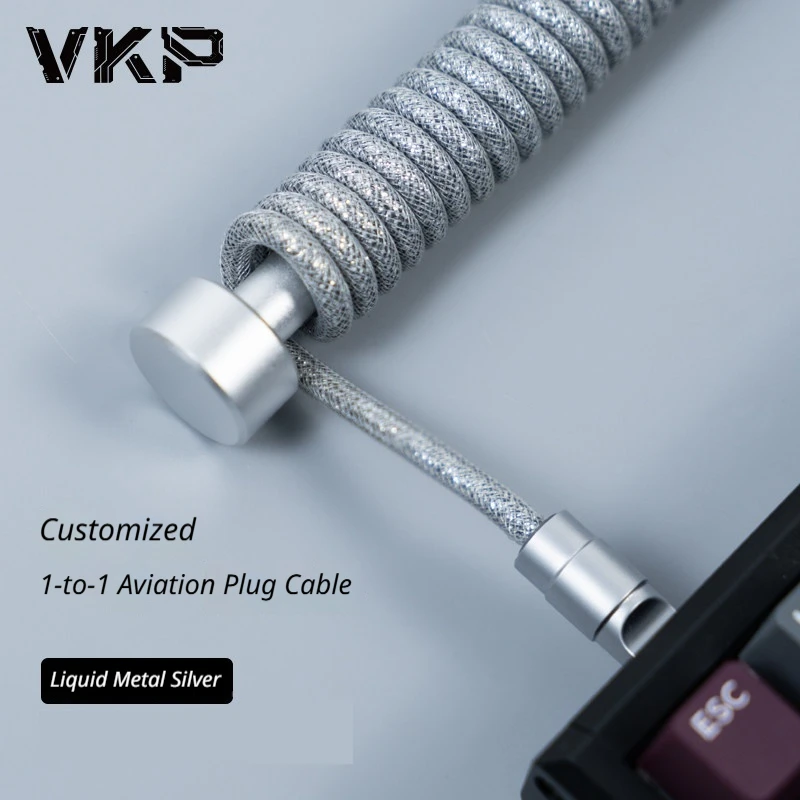 VKP Coiled Mechanical Keyboard Cable Custom Single Usb C 8K Polling Rate CNC Zinc Alloy Connector For Magnetic Axis Keyboard
