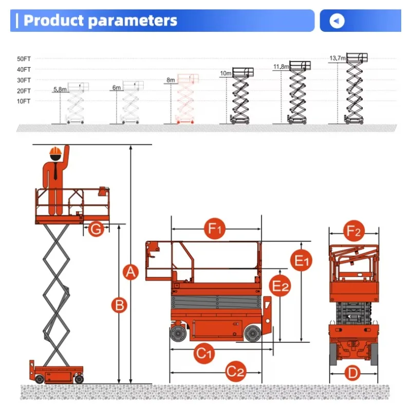 Customized 12m Mobile Scissor Electric Aerial Work Vehicle Hydraulic Lifting Platform Electric Lift Tables