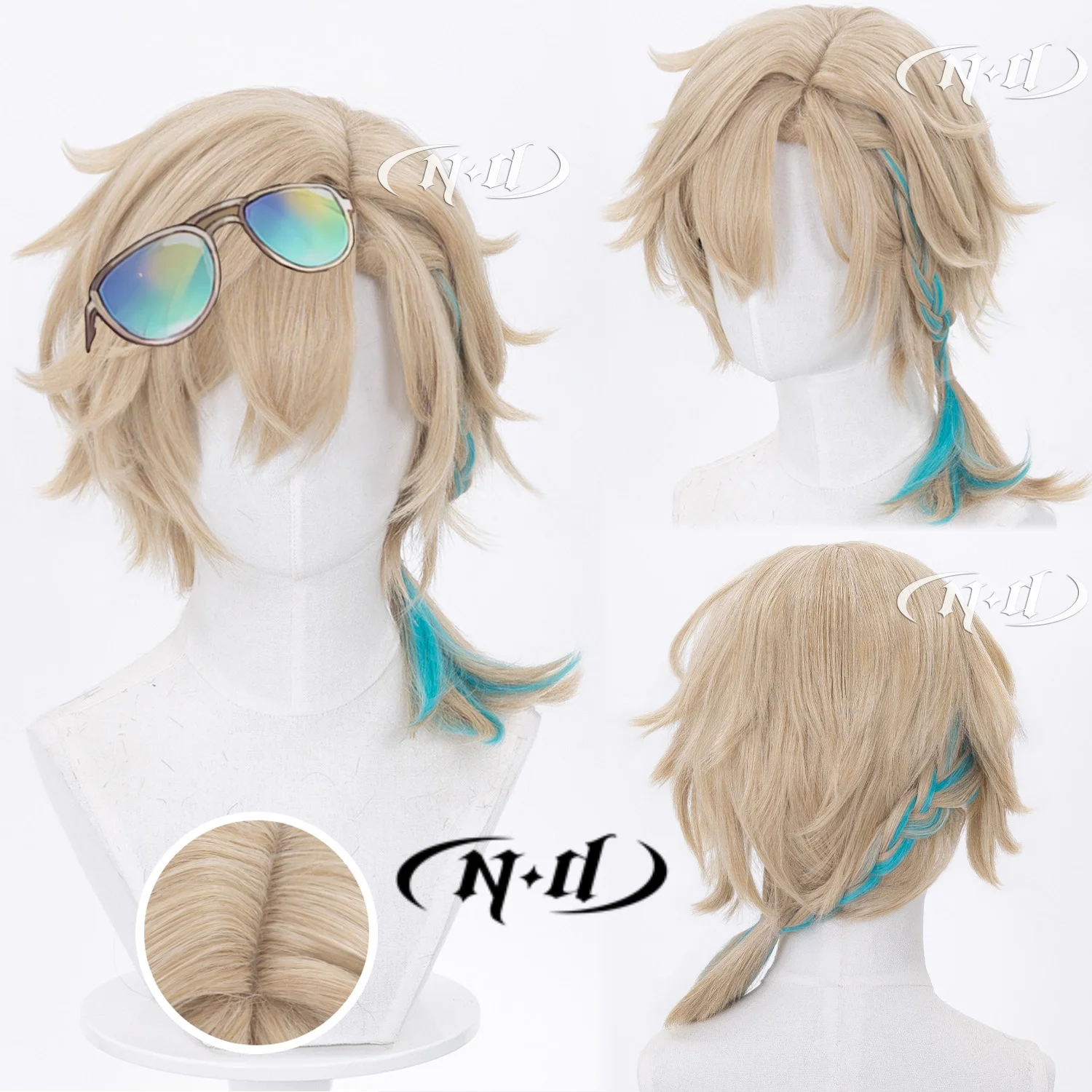 ND Brand SP Aventurine Waveflair Honkai: Star Rail Cosplay Wigs Hair Hairpiece for Comic-con Cosplayer Halloween Costume Party
