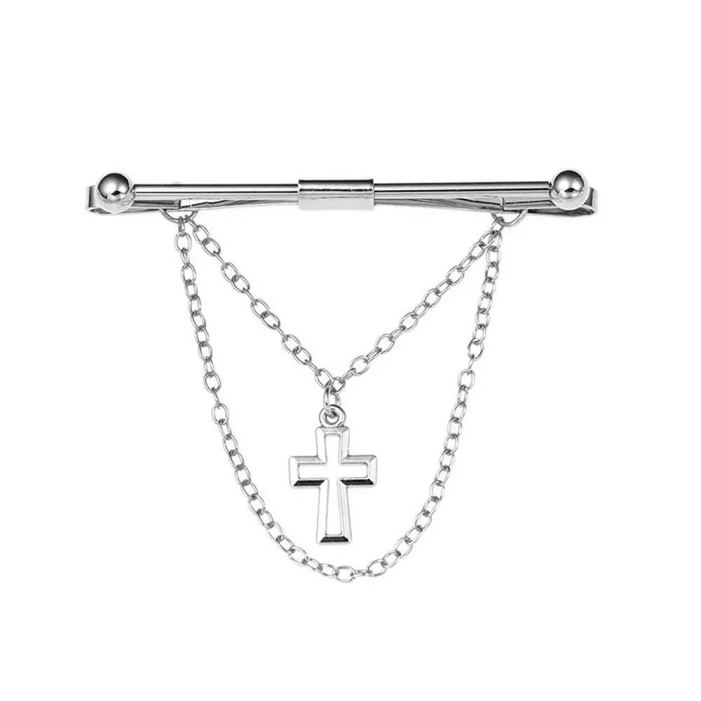 Multi-color High-grade Cross Pendent Non-injury Clothing Tassel Men Collar Clip Women Collar Bar Neckwear Accessories Tie Clip