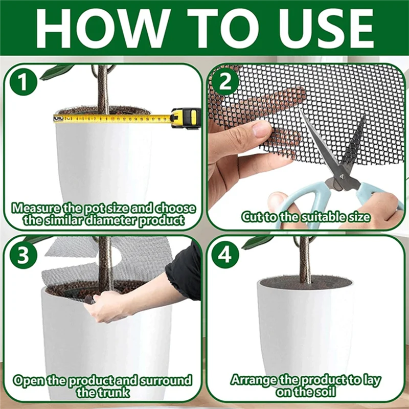 

【People Favorite】Plant Pot Grid Soil Protector Covers Cat Digging Prevention Flower Pot Grid With Stakes Cuttable Flower Pot Gri